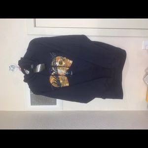 BoohooMan Mens Dark Purple Oversized Pullover Hoodie New With Tags Graphic Logo